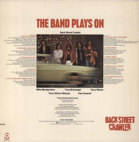 Back Street Crawler The Band Plays On vinyl LP album (LP record) US BCWLPTH392347