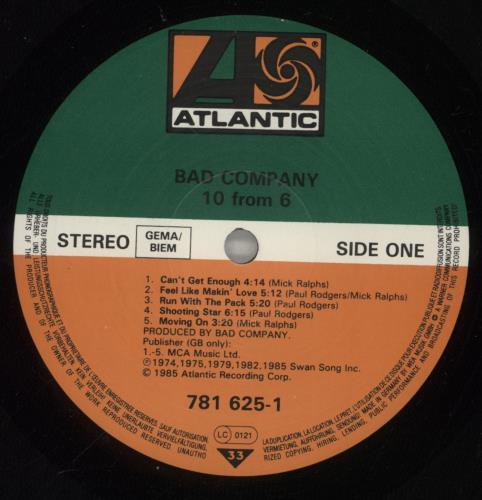 Bad Company 10 From 6 - EX vinyl LP album (LP record) UK BCOLPFR814814