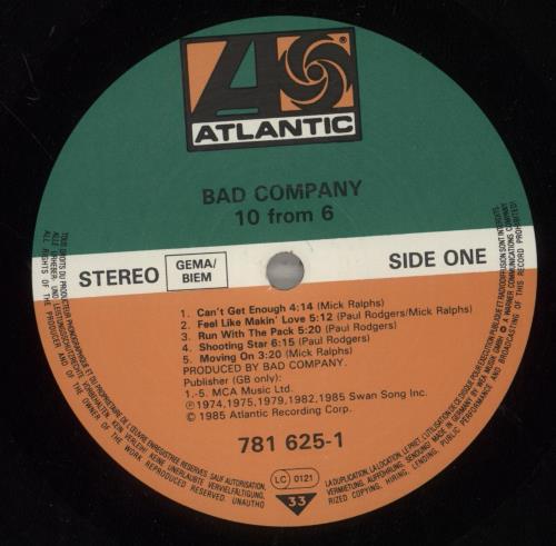 Bad Company 10 From 6 vinyl LP album (LP record) UK BCOLPFR409570