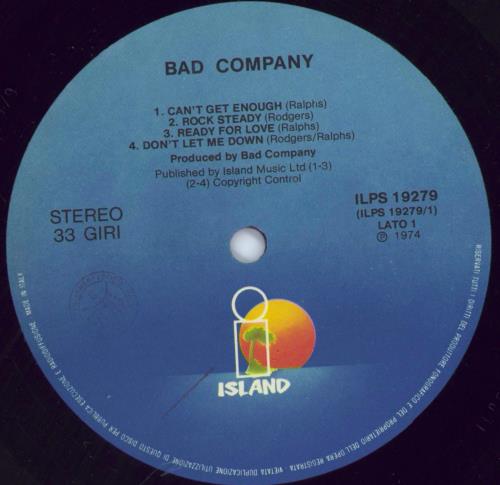 Bad Company Bad Company vinyl LP album (LP record) Italian BCOLPBA789186