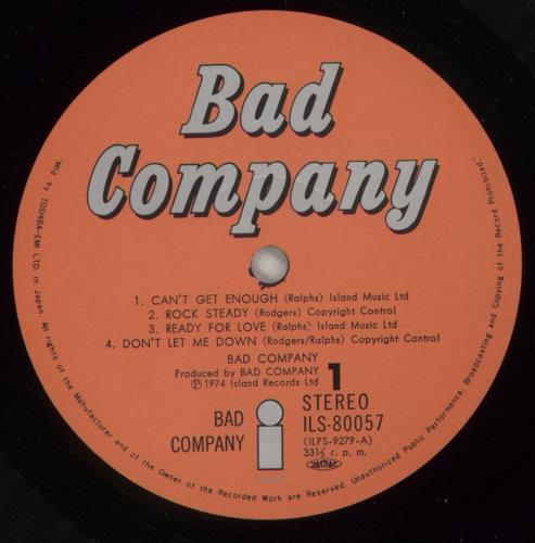 Bad Company Bad Company vinyl LP album (LP record) Japanese BCOLPBA880568