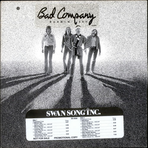Bad Company Burnin' Sky - timing strip vinyl LP album (LP record) US BCOLPBU503762