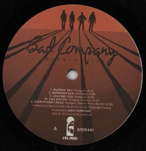Bad Company Burnin' Sky vinyl LP album (LP record) Portuguese BCOLPBU753357