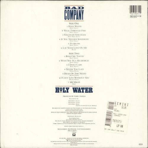Bad Company Holy Water vinyl LP album (LP record) German BCOLPHO585433