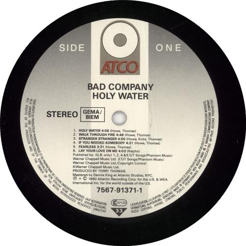 Bad Company Holy Water vinyl LP album (LP record) German BCOLPHO585433