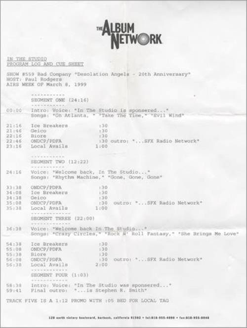 Bad Company In The Studio 'Desolation Angels' 20th Anniversary CD album (CDLP) US BCOCDIN200099