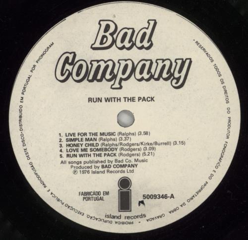 Bad Company Run With The Pack vinyl LP album (LP record) Portuguese BCOLPRU869449