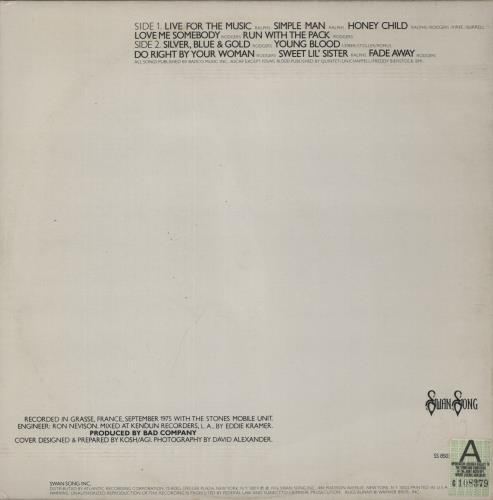 Bad Company Run With The Pack vinyl LP album (LP record) US BCOLPRU892409