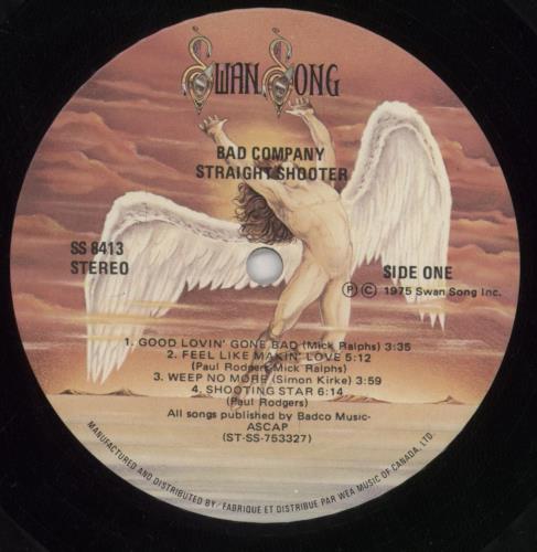 Bad Company Straight Shooter vinyl LP album (LP record) Canadian BCOLPST243877