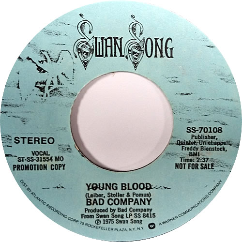 Bad Company Young Blood 7" vinyl single (7 inch record / 45) US BCO07YO623345