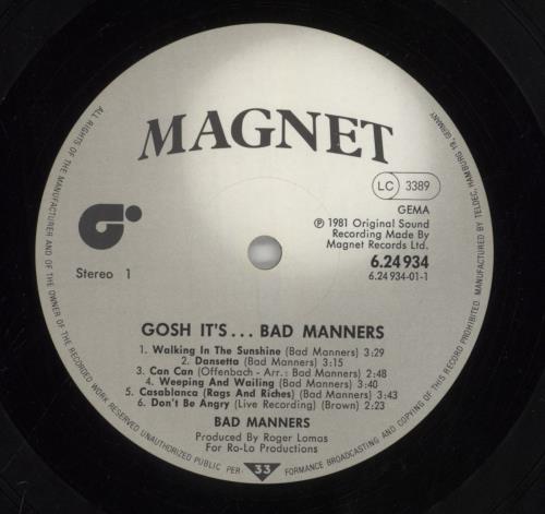 Bad Manners Gosh It's... vinyl LP album (LP record) German BMALPGO862288