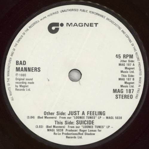 Bad Manners Just A Feeling 7" vinyl single (7 inch record / 45) UK BMA07JU548338