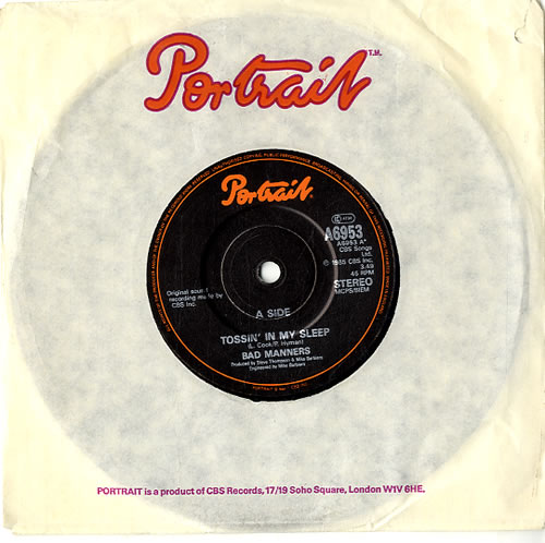 Bad Manners Tossin' In My Sleep 7" vinyl single (7 inch record / 45) UK BMA07TO297699