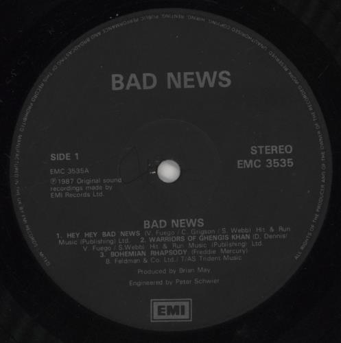Bad News Bad News - EX vinyl LP album (LP record) UK BDNLPBA718201