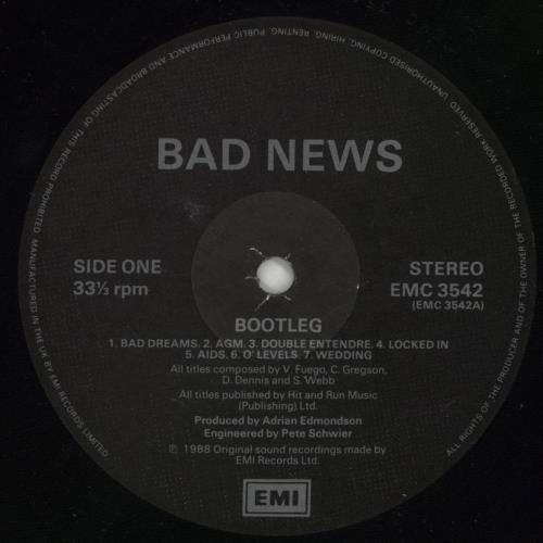 Bad News Bootleg vinyl LP album (LP record) UK BDNLPBO222612