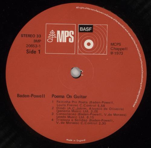 Baden Powell Poema On Guitar vinyl LP album (LP record) UK P46LPPO869838