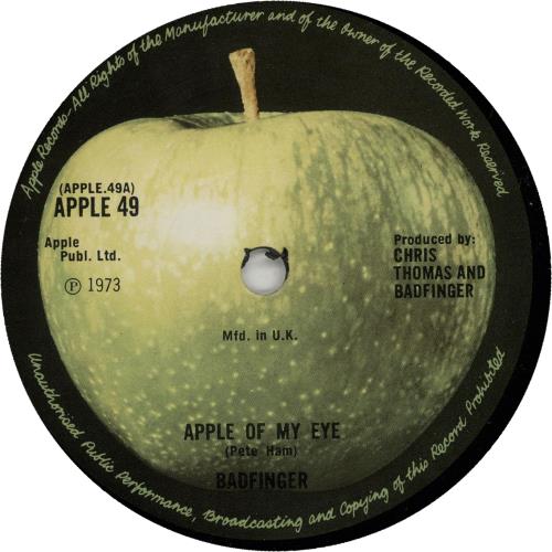 Badfinger Apple Of My Eye - solid 7" vinyl single (7 inch record / 45) UK BDF07AP646575
