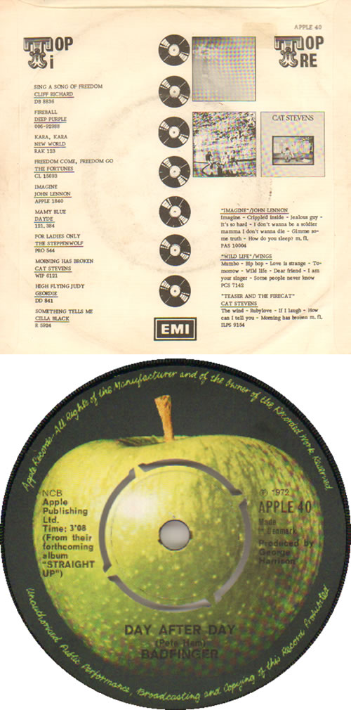 Badfinger Day After Day 7" vinyl single (7 inch record / 45) Danish BDF07DA639012
