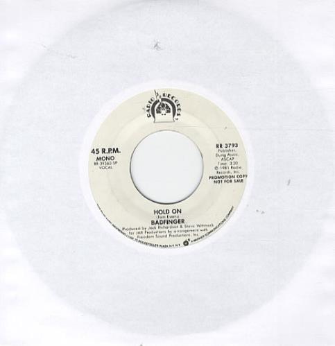 Badfinger Hold On 7" vinyl single (7 inch record / 45) US BDF07HO331931