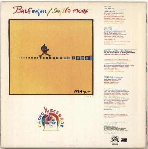 Badfinger Say No More - timing strip vinyl LP album (LP record) US BDFLPSA714308