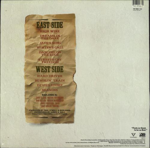 Badlands Badlands vinyl LP album (LP record) German BDLLPBA277486