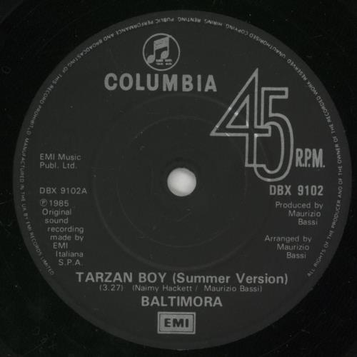 Baltimora Tarzan Boy - 1st 7" vinyl single (7 inch record / 45) UK BTI07TA756567