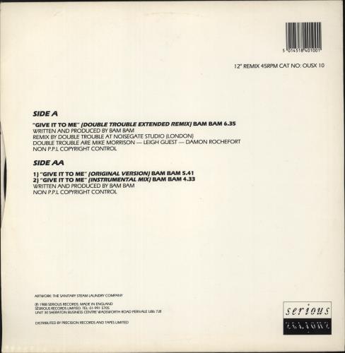 Bam Bam Give It To Me (Remix) 12" vinyl single (12 inch record / Maxi-single) UK IH912GI879186