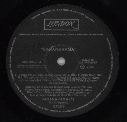 Bananarama Bananarama vinyl LP album (LP record) Argentinean BANLPBA880957