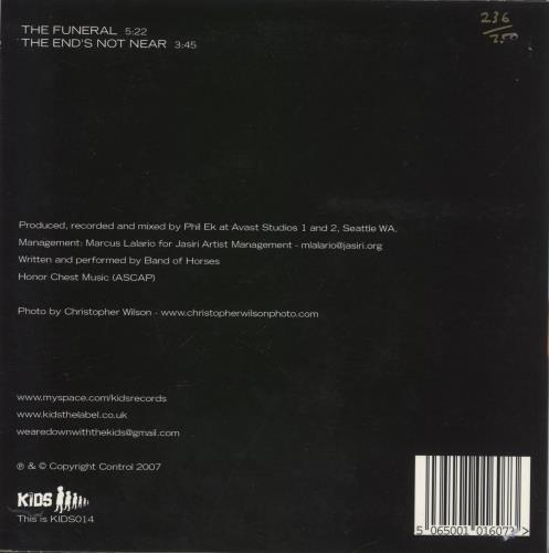 Band Of Horses The Funeral - Numbered 7" vinyl single (7 inch record / 45) UK BVD07TH590299