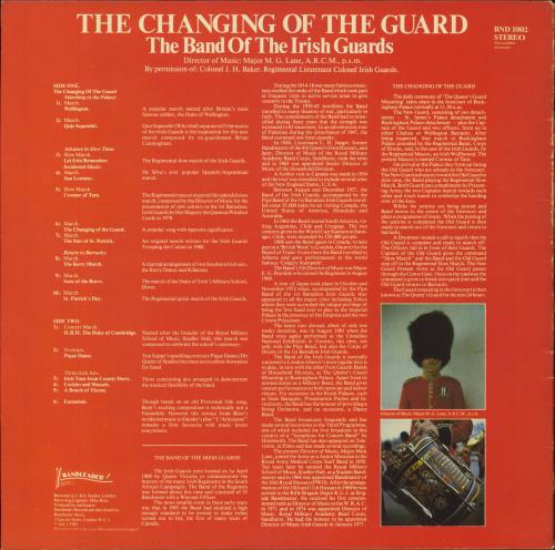 Band Of The Irish Guards The Changing Of The Guard vinyl LP album (LP record) UK QDOLPTH810623