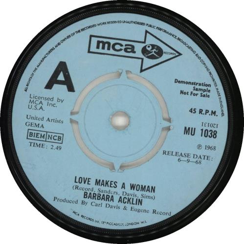 Barbara Acklin Love Makes A Woman 7" vinyl single (7 inch record / 45) UK ACK07LO689760