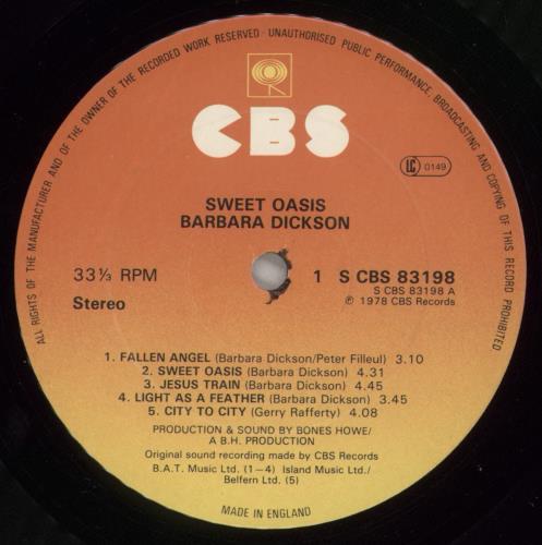 Barbara Dickson Sweet Oasis - 2nd vinyl LP album (LP record) UK BDKLPSW583057