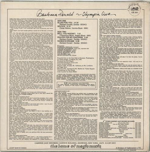 Barbara Donald Olympia Live - Sealed vinyl LP album (LP record) US Y9SLPOL711757