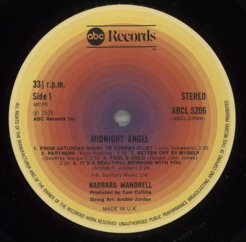 Barbara Mandrell Midnight Angel vinyl LP album (LP record) UK B-RLPMI882773