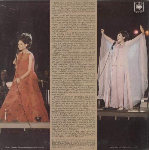 Barbra Streisand A Happening In Central Park vinyl LP album (LP record) UK BARLPAH875698