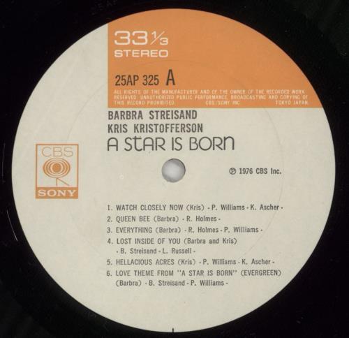 Barbra Streisand A Star Is Born vinyl LP album (LP record) Japanese BARLPAS122722
