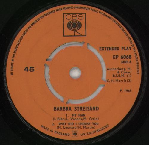 Barbra Streisand Barbra Streisand EP 7" vinyl single (7 inch record / 45) UK BAR07BA366952
