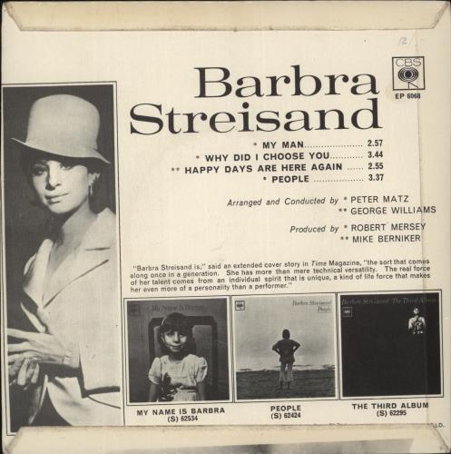 Barbra Streisand Barbra Streisand EP 7" vinyl single (7 inch record / 45) UK BAR07BA366952