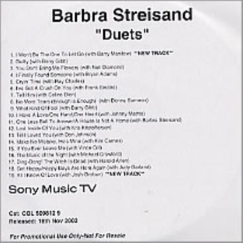 Barbra Streisand Duets CD-R acetate UK BARCRDU230805