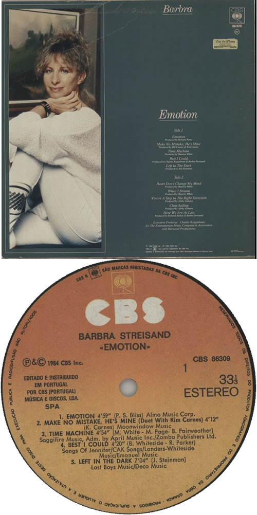 Barbra Streisand Emotion vinyl LP album (LP record) Portuguese BARLPEM631393