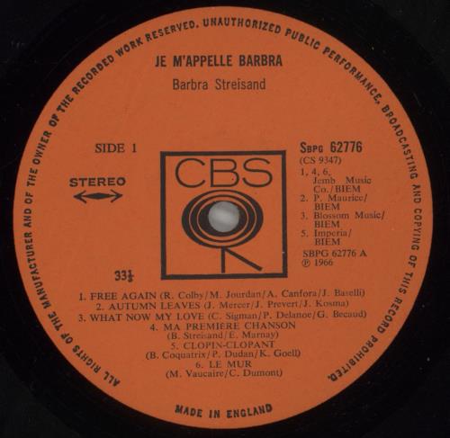 Barbra Streisand Je M'appelle Barbra - 2nd vinyl LP album (LP record) UK BARLPJE612608