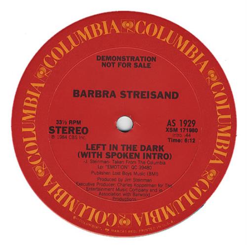Barbra Streisand Left In The Dark 12" vinyl single (12 inch record / Maxi-single) US BAR12LE95083