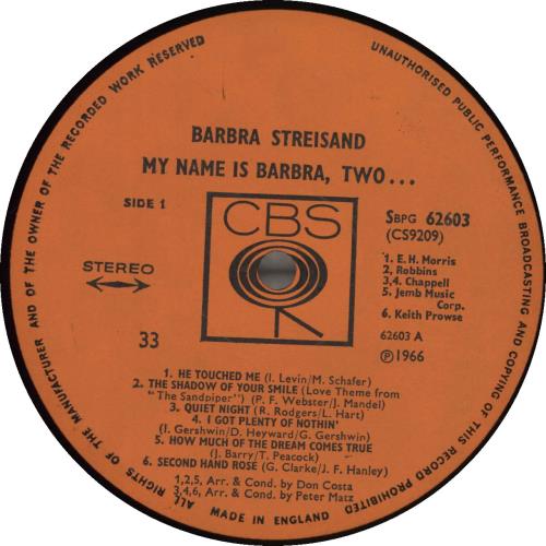 Barbra Streisand My Name Is Barbra, Two... vinyl LP album (LP record) UK BARLPMY451429