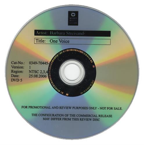 Barbra Streisand One Voice promo DVD-R US BARDRON380766