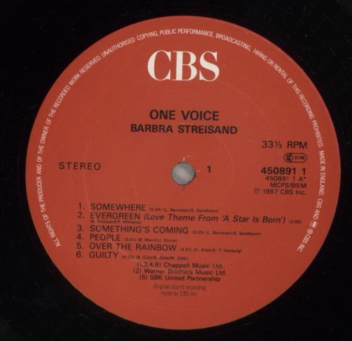 Barbra Streisand One Voice vinyl LP album (LP record) UK BARLPON672236