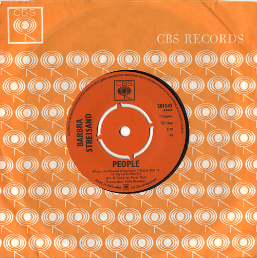 Barbra Streisand People 7" vinyl single (7 inch record / 45) UK BAR07PE301022
