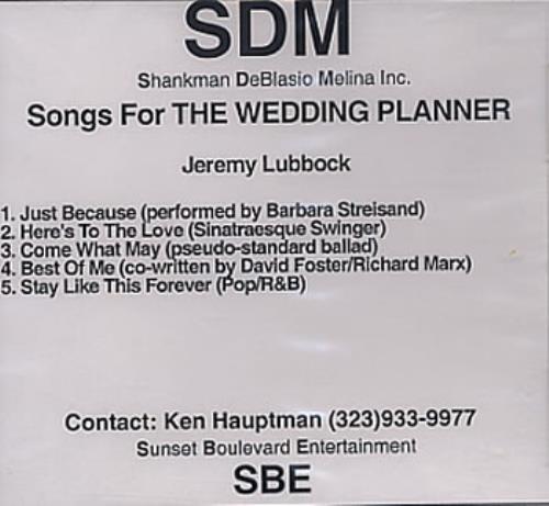 Barbra Streisand Songs For The Wedding Planner CD-R acetate US BARCRSO170410