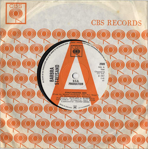 Barbra Streisand Stout-Hearted Men 7" vinyl single (7 inch record / 45) UK BAR07ST479892