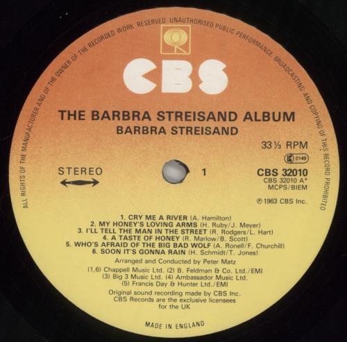 Barbra Streisand The Barbra Streisand Album vinyl LP album (LP record) UK BARLPTH337032