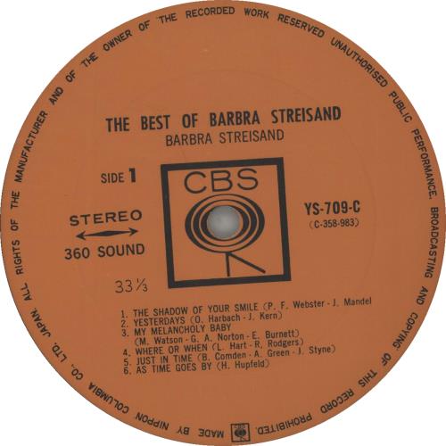 Barbra Streisand The Best Of Barbra Streisand vinyl LP album (LP record) Japanese BARLPTH379405